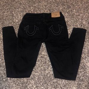 True Religion Curvy Skinny Ripped Torn black jeans